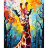 Peinture au numéro : Girafe Colorée Abstraite - toile tendue sur châssis - Figured'Art
