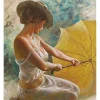 Peinture au numéro : Jeune Femme au Parapluie - sans châssis en bois - Figured'Art