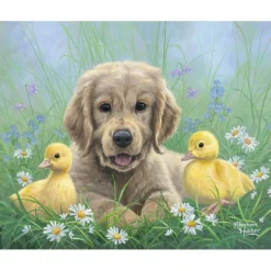 Peinture au numéro : Labrador et poussins - sans châssis en bois - Figured'Art