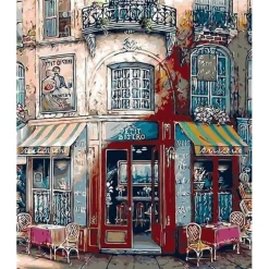 Peinture au numéro : Le petit Bistro Vintage - sans châssis en bois - Figured'Art