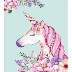 Peinture au numéro : Licorne rose - sans châssis en bois - Figured'Art
