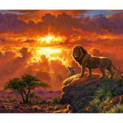 Peinture au numéro : Lion au coucher de soleil - sans châssis en bois - Figured'Art