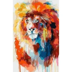 Peinture au numéro : Lion flamboyant - sans châssis en bois - Figured'Art