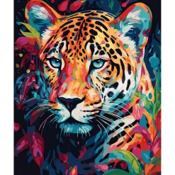Peinture au numéro : Léopard Coloré Abstrait - toile tendue sur châssis - Figured'Art
