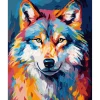 Peinture au numéro : Loup Coloré Abstrait - toile tendue sur châssis - Figured'Art