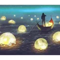 Peinture au numéro : Lumières sur le Lac - toile tendue sur châssis - Figured'Art