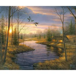 Peinture au numéro : Maison de campagne au crepuscule - toile tendue sur châssis - Figured'Art