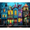 Peinture au numéro : Maisons gothiques colorées - toile tendue sur châssis - Figured'Art