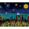Peinture au numéro : Nuit étoilée et Animaux de dos - sans châssis en bois - Figured'Art