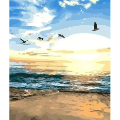 Peinture au numéro : Oiseaux à la Plage - sans châssis en bois - Figured'Art