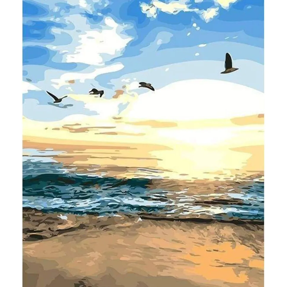 Peinture au numéro : Oiseaux à la Plage - sans châssis en bois - Figured'Art