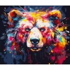 Peinture au numéro : Ours Coloré Abstrait - toile tendue sur châssis - Figured'Art