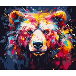 Peinture au numéro : Ours Coloré Abstrait - sans châssis en bois - Figured'Art
