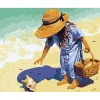 Peinture au numéro : Petite Fille à la Plage - sans châssis en bois - Figured'Art