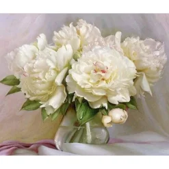 Peinture au numéro : Pivoines blanches - sans châssis en bois - Figured'Art