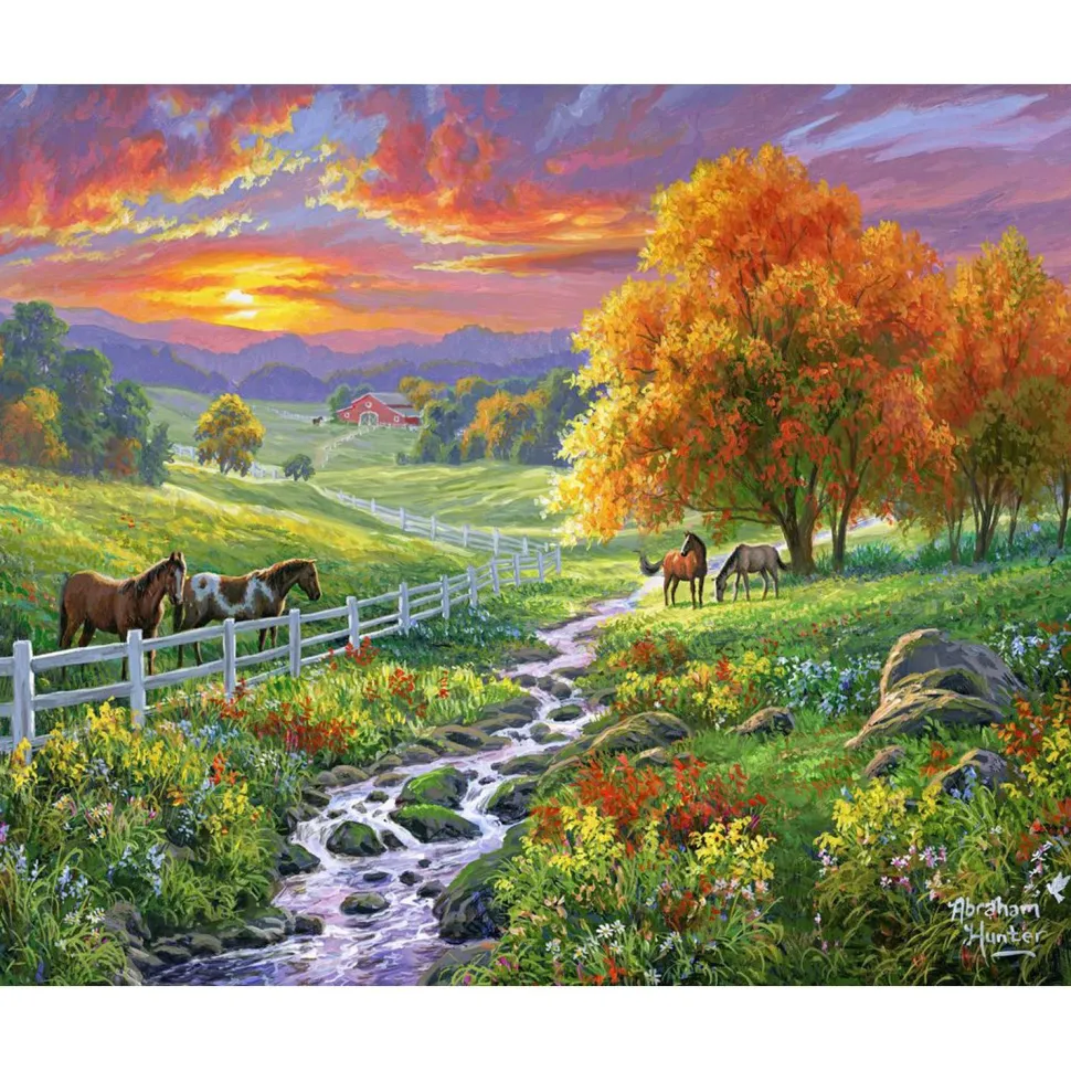 Peinture au numéro : Prairie ensoleillée - toile tendue sur châssis - Figured'Art