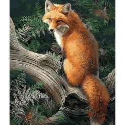 Peinture au numéro : Renard dans les Fougères - sans châssis en bois - Figured'Art