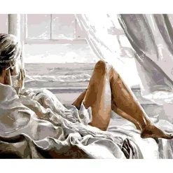 Peinture au numéro : Repos face à la Mer - sans châssis en bois - Figured'Art