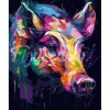 Peinture au numéro : Sanglier Coloré Abstrait - sans châssis en bois - Figured'Art