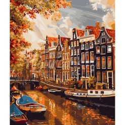 Peinture au numéro : Soleil à Amsterdam - sans châssis en bois - Figured'Art