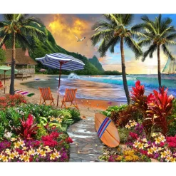 Peinture au numéro : Sous les cocotiers - sans châssis en bois - Figured'Art