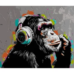 Peinture au numéro : Street Art Singe Funky - toile tendue sur châssis - Figured'Art