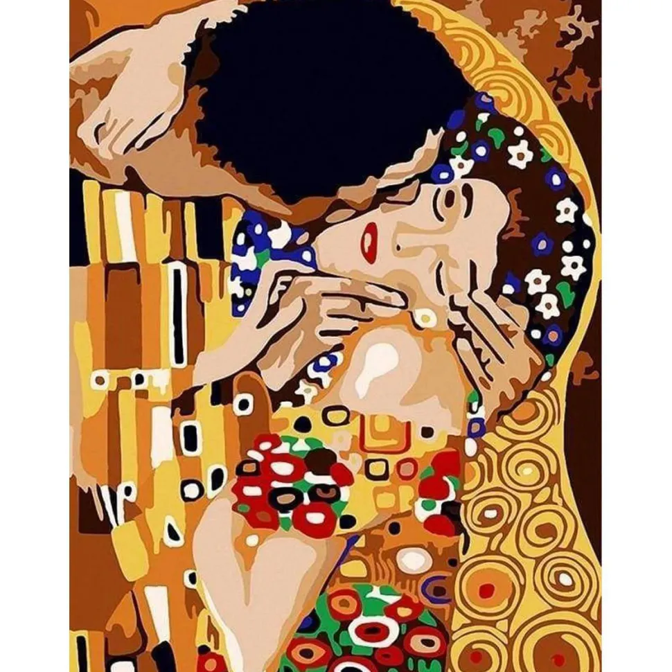 Peinture au numéro : Tendre baiser - toile tendue sur châssis - Figured'Art