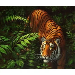 Peinture au numéro : Tigre dans les fougères - toile tendue sur châssis - Figured'Art