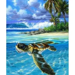 Peinture au numéro : Tortue détendue - sans châssis en bois - Figured'Art