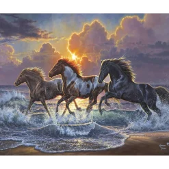 Peinture au numéro : Trio de chevaux - toile tendue sur châssis - Figured'Art