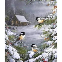 Peinture au numéro : Trois Oiseaux sous la Neige - sans châssis en bois - Figured'Art