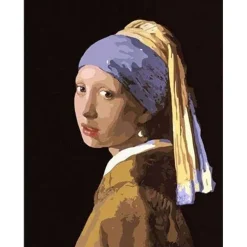Peinture au numéro : Vermeer la jeune fille à la perle - sans châssis en bois - Figured'Art