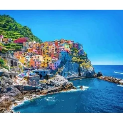 Peinture au numéro : Village des Cinq Terres - sans châssis en bois - Figured'Art