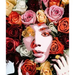 Peinture au numéro : Visage de roses - toile tendue sur châssis - Figured'Art