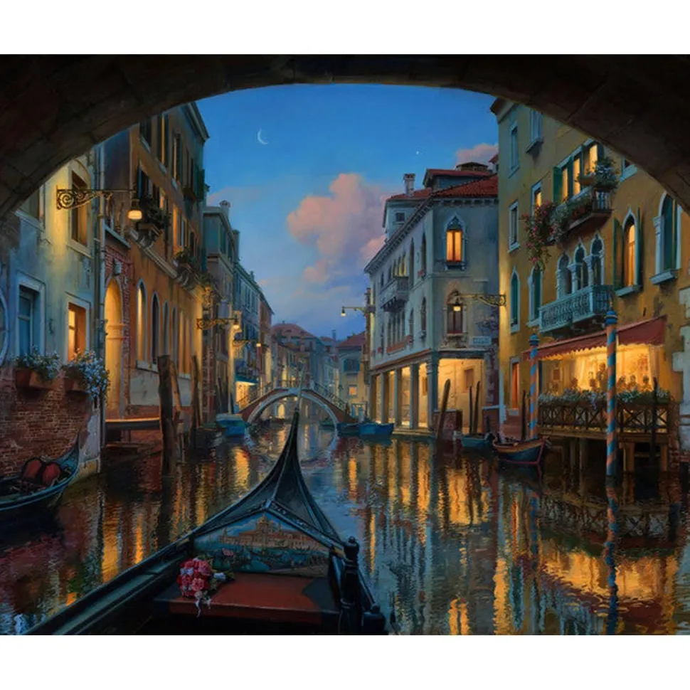 Peinture au numéro : Visite du canal de Venise - toile tendue sur châssis - Figured'Art