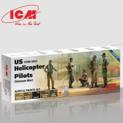 Peintures acryliques pour Pilotes d'hélicoptères américains - Guerre du Vitenam - 6 x 12 ml - ICM