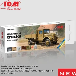 Peintures acryliques pour camions de la Wehrmacht - 6 x 12 ml - ICM