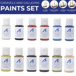 Peintures pour maquettes Caravelles et Galions:12x20ml. - Artesania