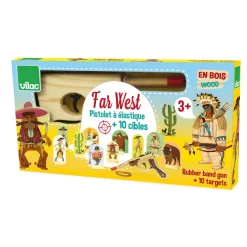 Pistolet à élastique Far West et cibles - Vilac