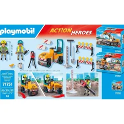 Playmobil 71751 : Ouvriers avec rouleau compresseur et signalisation - Playmobil