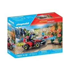 Pompier avec quad et deux arbustes enflammés - Playmobil