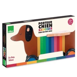 Porteur en bois : Chien multicolore - Vilac