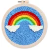 Punch Needle : Arc en ciel et Nuages - avec cadre - Figured'Art