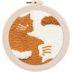 Punch Needle : Chat abstrait - avec cadre - Figured'Art