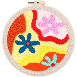 Punch Needle : Dégradé de Fleurs - avec cadre - Figured'Art