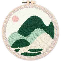 Punch Needle : Dégradé de Montagnes - avec cadre - Figured'Art