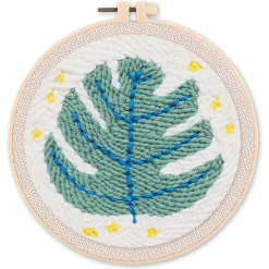 Punch Needle : Feuille Verte - avec cadre - Figured'Art