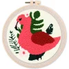 Punch Needle : Flamant rose et Feuillage - avec cadre - Figured'Art