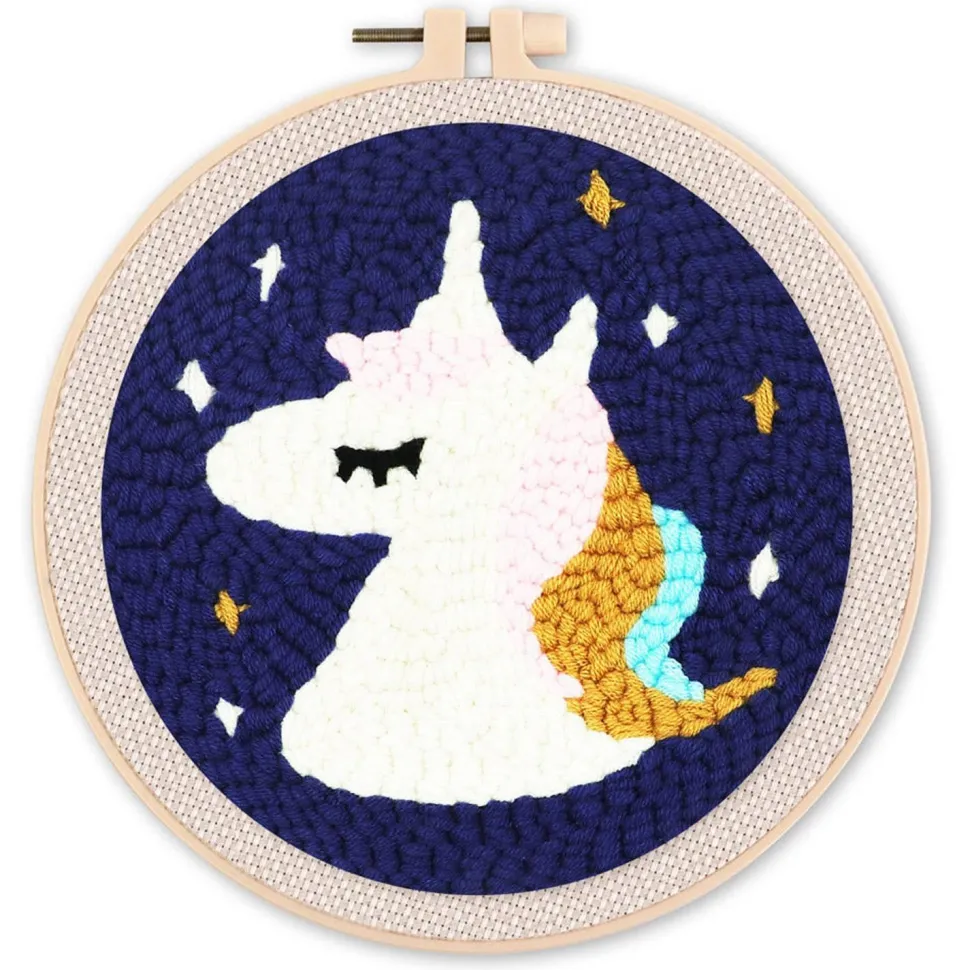 Punch Needle : Licorne - avec cadre - Figured'Art