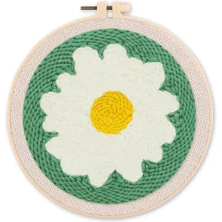 Punch Needle : Marguerite blanche - avec cadre - Figured'Art